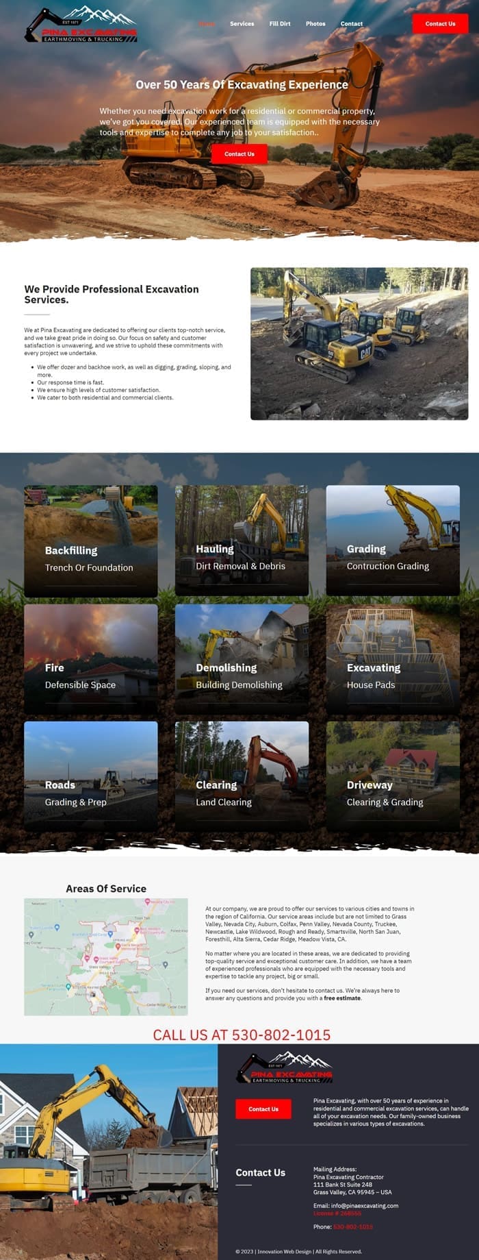 Pinas Excavation web design